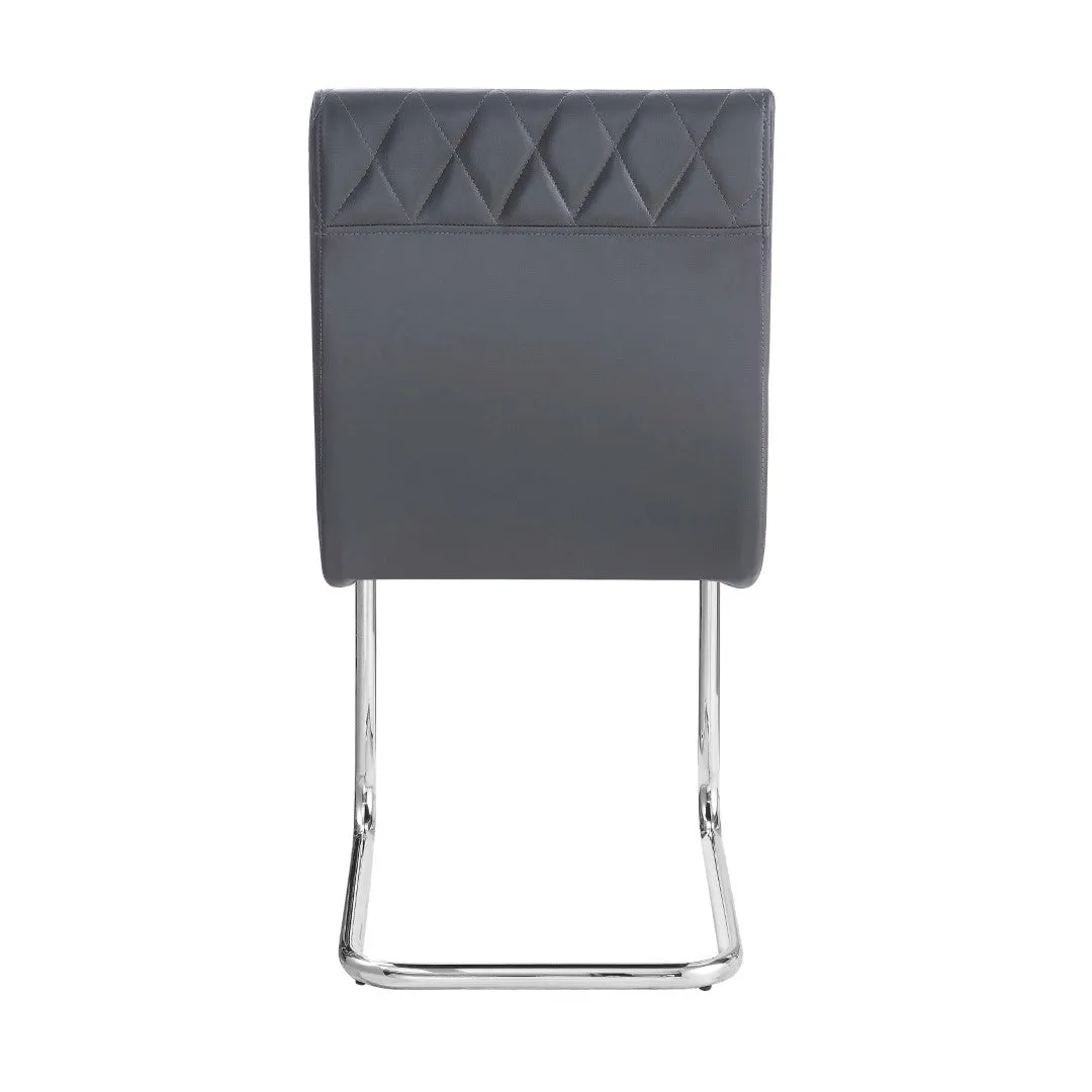 2 Grey & Chrome Sled Base Side Chairs - Stylish & Comfortable Dining Seating