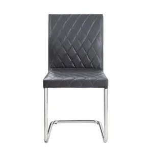 2 Grey & Chrome Sled Base Side Chairs - Stylish & Comfortable Dining Seating
