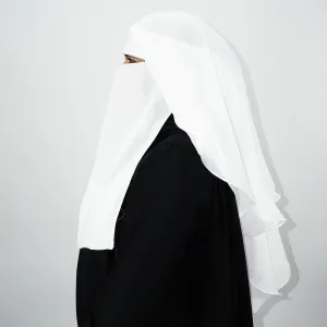 3 Layer Tie Back Niqab White