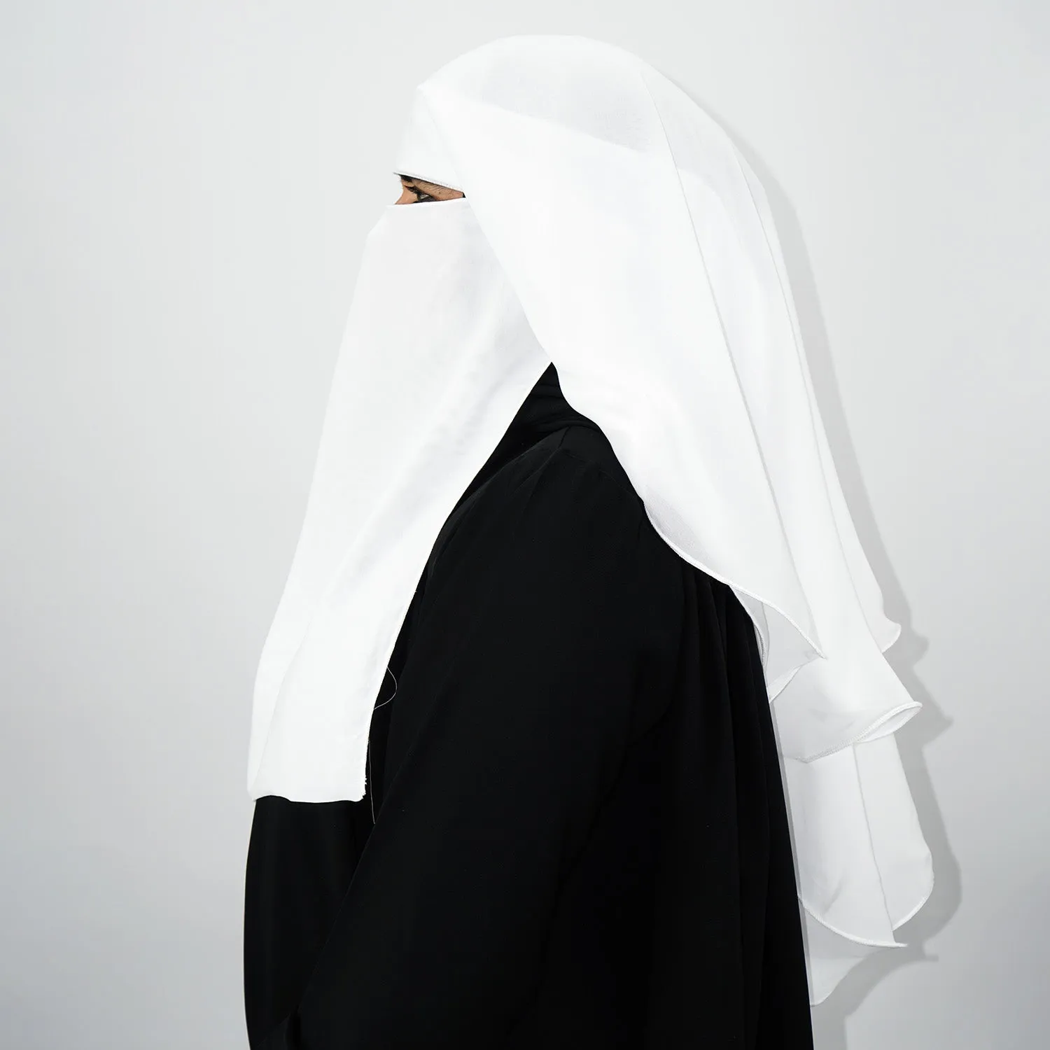3 Layer Tie Back Niqab White