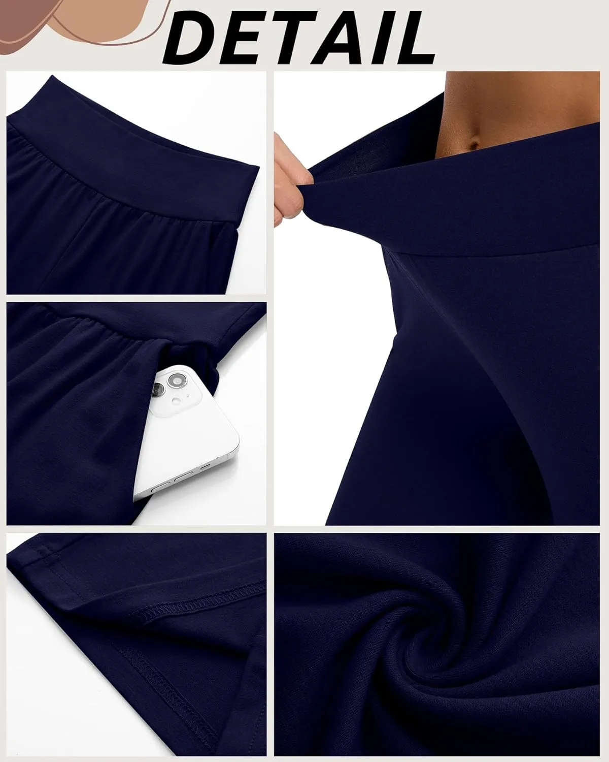 3 Pack Women's High Waist Flare Pants, Wide Leg Bootcut Loose Casual Yoga Dress Pants with Pockets