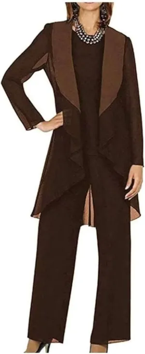 3 Pieces Mother of The Bride Pant Suits for Wedding Chiffon Formal Pant Suit for Women Dressy