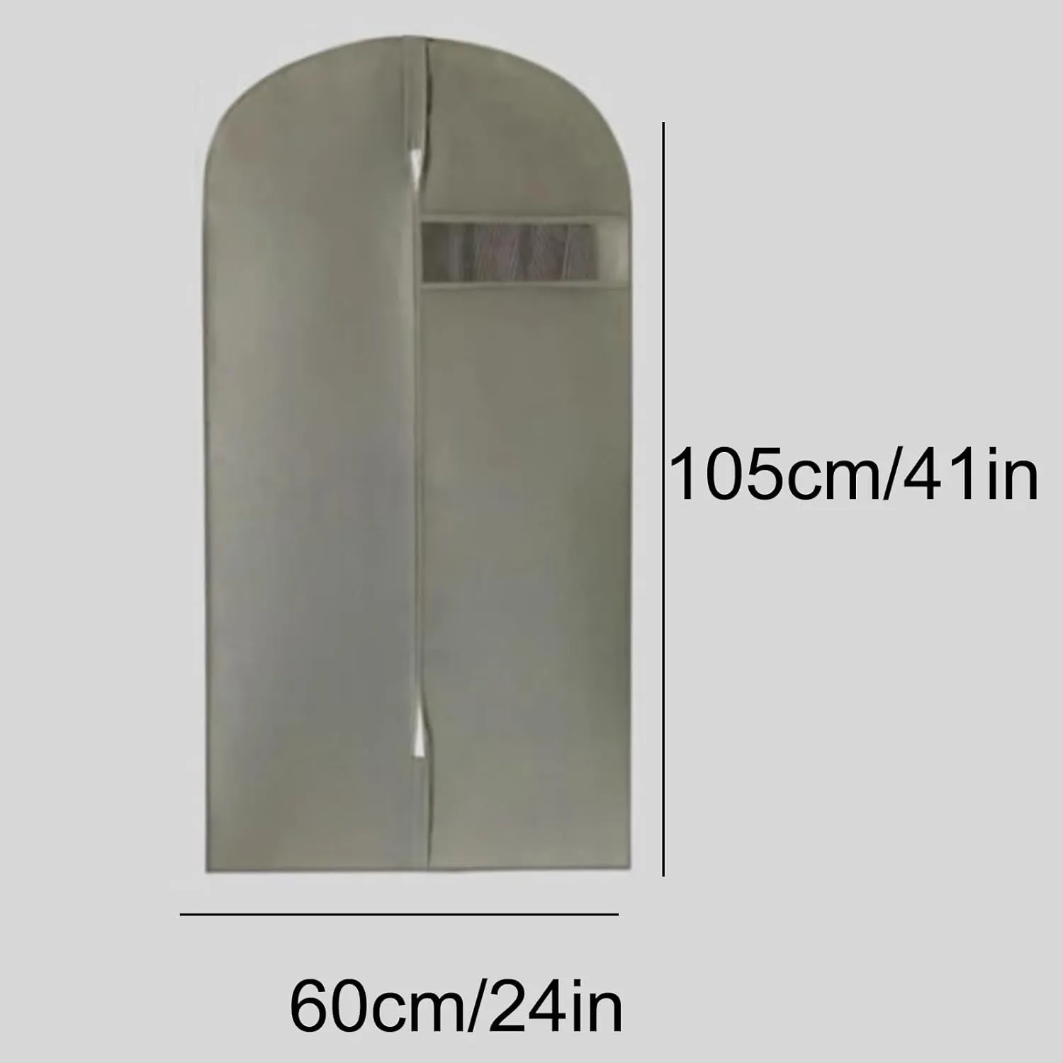 5 Pack Garmet Bags, Garment Bag with Zipper and Transparent Window, for Hanging Clothes, Non-Woven Fabric, Dustproof, Waterproof(Gray,60x105cm/24x41in)