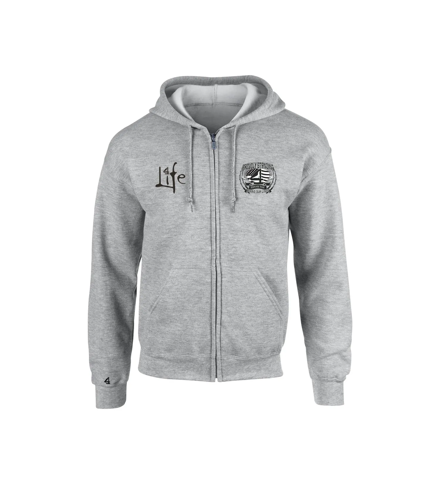 Adult Gray First Responders Line Flag- Full Zip