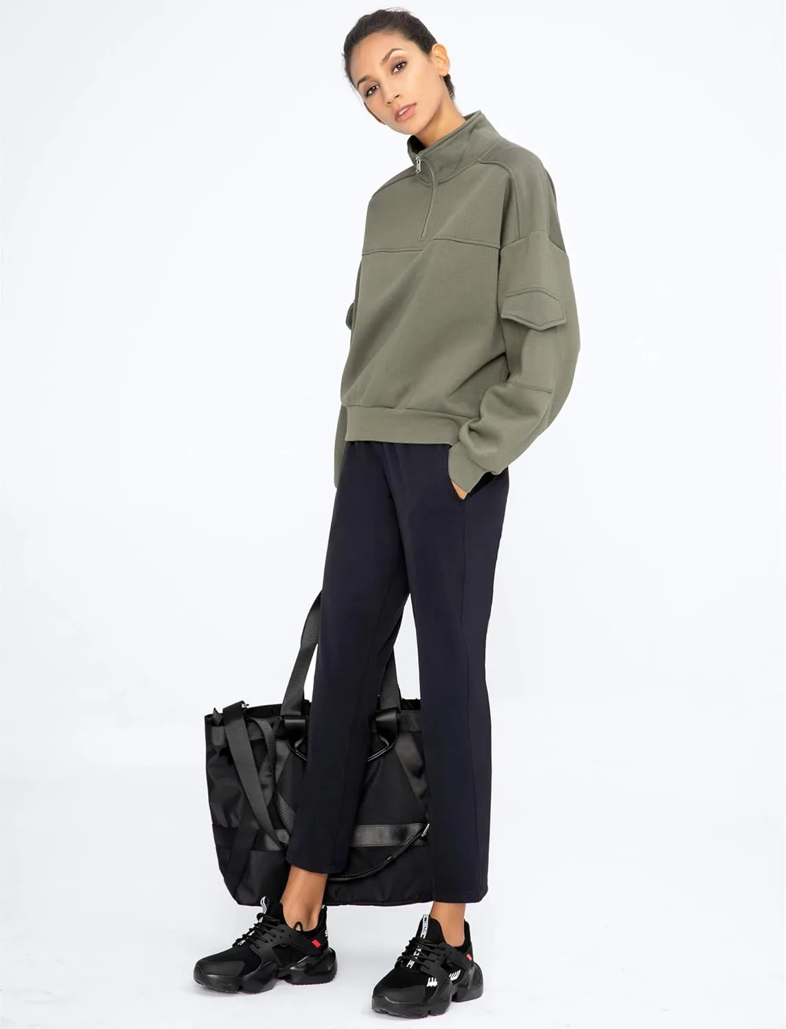 AJISAI Petite/Regular Women's 7/8 Joggers Travel Pants with Pockets Lounge Casual Stretch Workout Pants