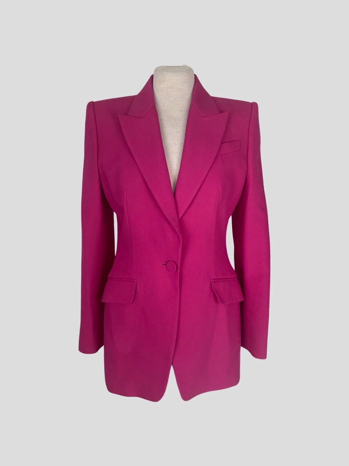 Alexander McQueen pink wool blend blazer size UK12/US8