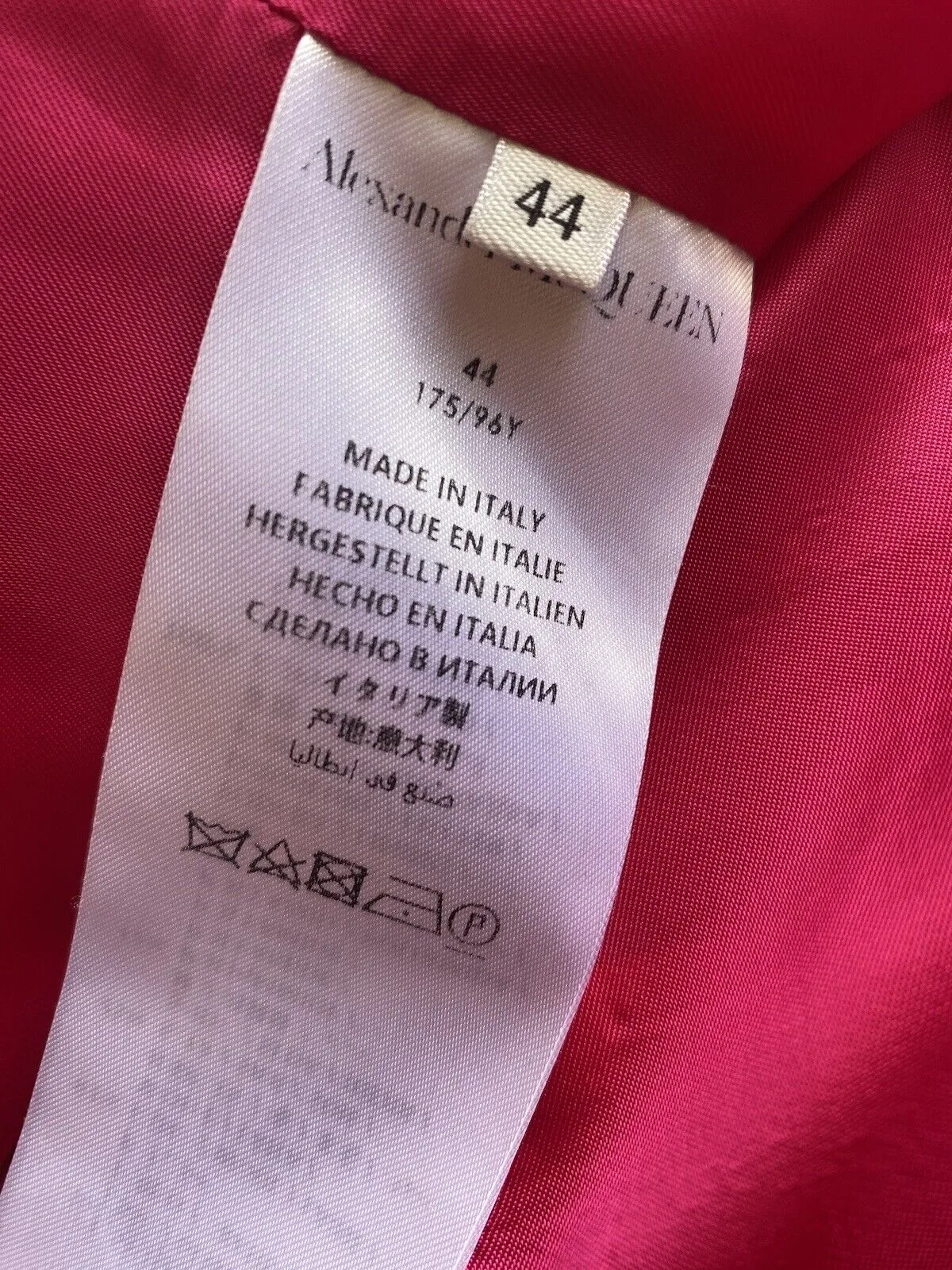 Alexander McQueen pink wool blend blazer size UK12/US8