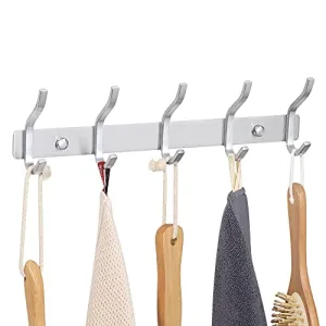 Alise Coat Rack Wall Mount,Coat Hanger Rail with 5 Double Coat Hooks for Hanging Coats,SUS304 Stainless Steel Towel Hanger Hook Racks for Purse Clothes Entryway Jacket Hats,Gold and Black