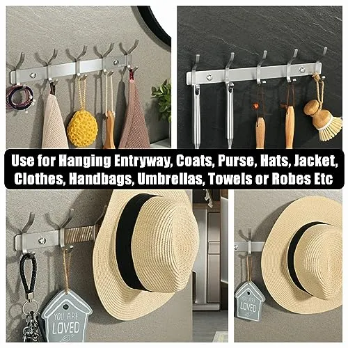 Alise Coat Rack Wall Mount,Coat Hanger Rail with 5 Double Coat Hooks for Hanging Coats,SUS304 Stainless Steel Towel Hanger Hook Racks for Purse Clothes Entryway Jacket Hats,Gold and Black