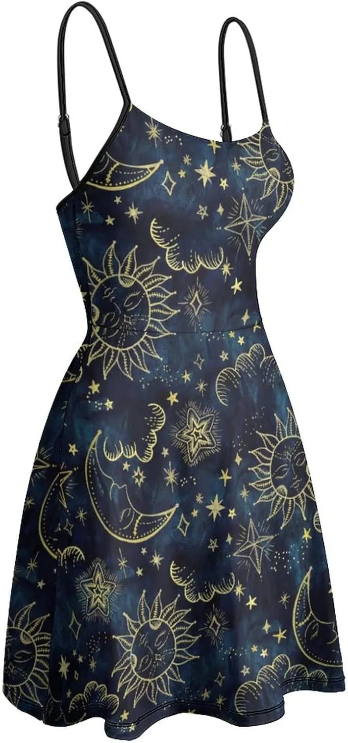 AMRANDOM 2023 Womens Sundress Spaghetti Strap Dresses Summer Casual Party Slim Dress