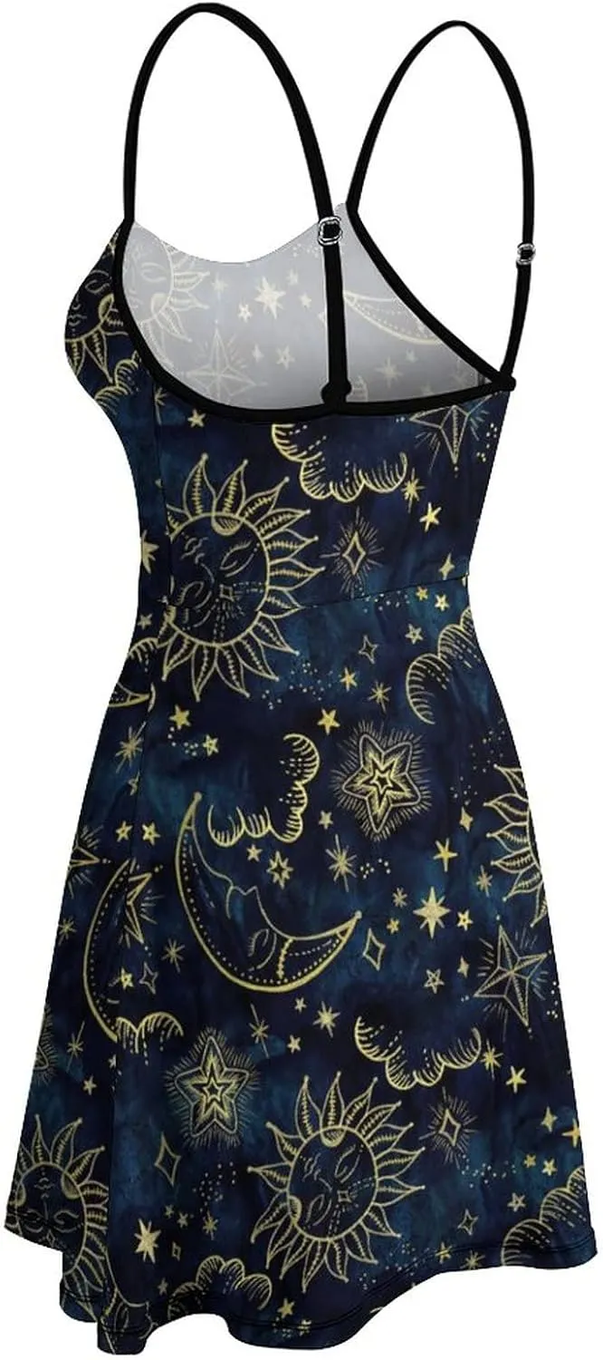 AMRANDOM 2023 Womens Sundress Spaghetti Strap Dresses Summer Casual Party Slim Dress