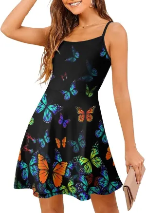 AMRANDOM Women's 2023 Summer Casual Sleeveless Crew Neck Beach Dress