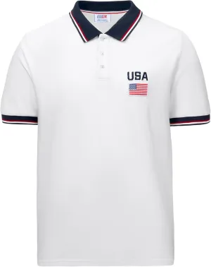 Arvilhill Men's American Flag Polo Shirts Patriotic Golf Polos 1776 Cotton Pique Tee Tops (S-3XL)