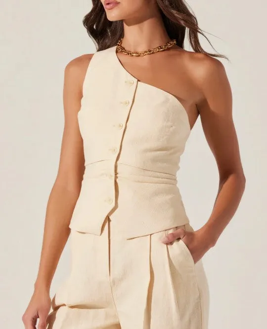 ASTR Cream One Shoulder Vest