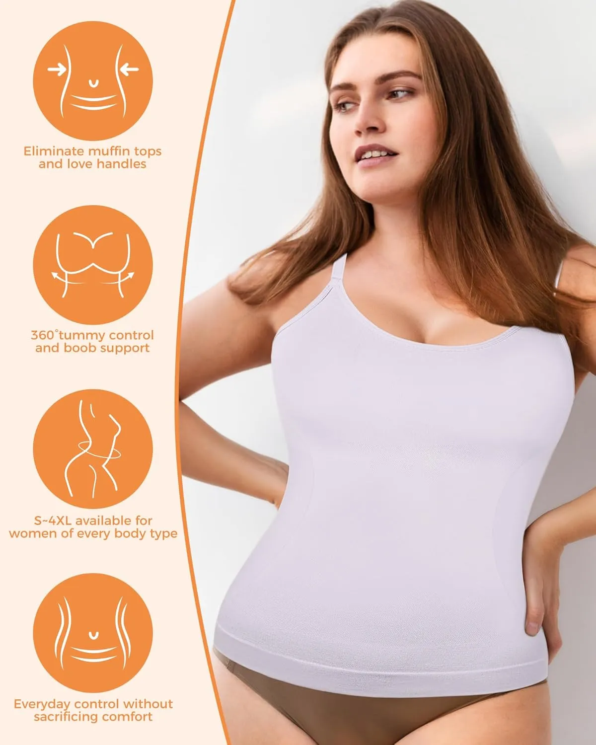 AURUZA Women's Shapewear Tummy Control Scoop Neck Camisole Tops for Women Seamless Compression Tank Top Regular and Plus Size