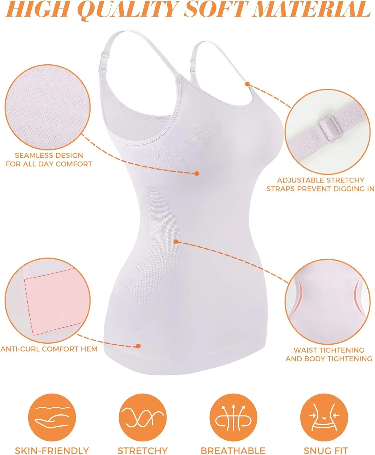 AURUZA Women's Shapewear Tummy Control Scoop Neck Camisole Tops for Women Seamless Compression Tank Top Regular and Plus Size