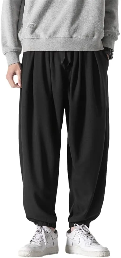 Autumn Men Waffle Harem Pants Drawstring Chinese Style Trousers Male Streetwear Hip Hop Oversized s1 S