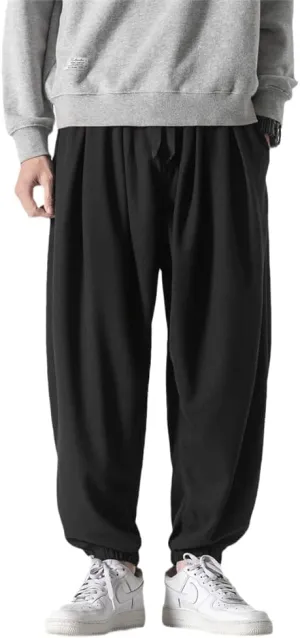 Autumn Men Waffle Harem Pants Drawstring Chinese Style Trousers Male Streetwear Hip Hop Oversized s1 S