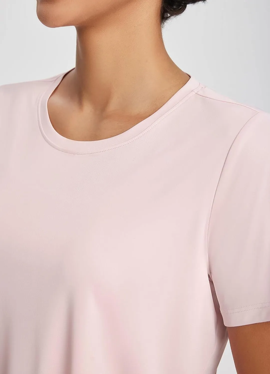 baleaf Women's Workout Tops Athletic Shirts Cropped Short Sleeve Split Back Running Gym Quick Dry Sun Protection UPF 50 