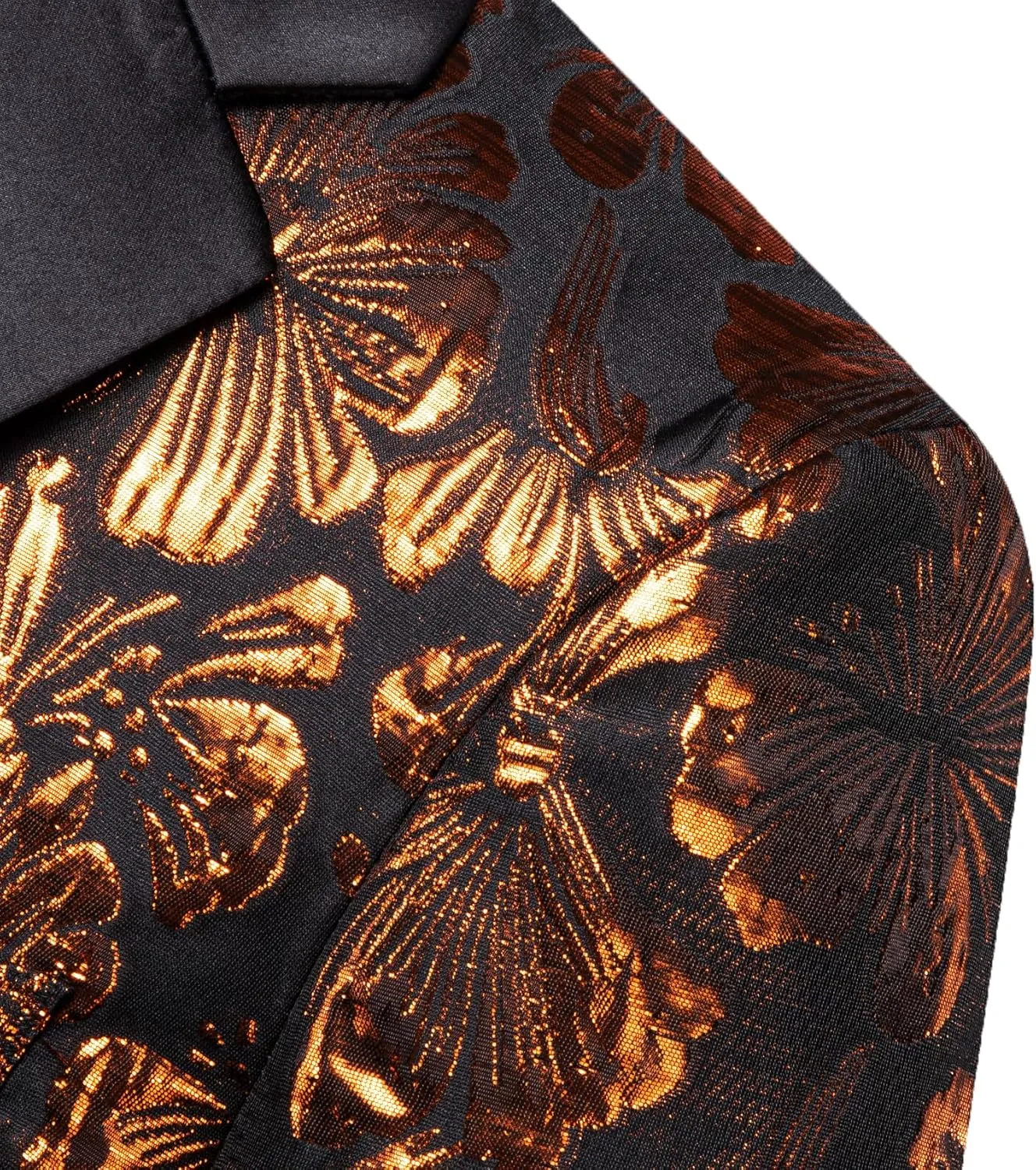 Barry.Wang Mens Flowers Blazer Mardi Gras Brooch Suit Jacket Floral Jacquard Tuxedo Carnival St. Patrick's Day Gift Coat