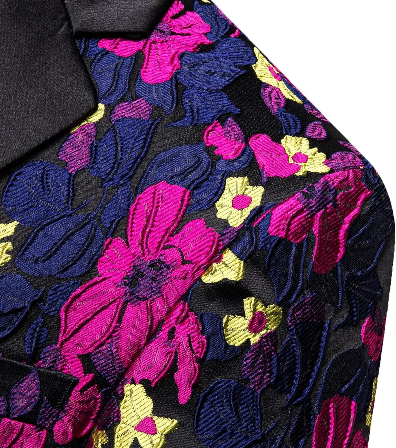 Barry.Wang Mens Flowers Blazer Mardi Gras Brooch Suit Jacket Floral Jacquard Tuxedo Carnival St. Patrick's Day Gift Coat