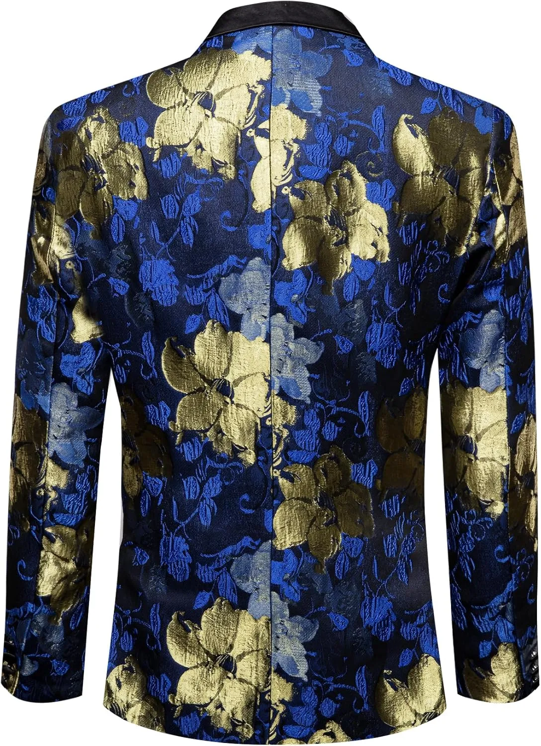 Barry.Wang Mens Flowers Blazer Mardi Gras Brooch Suit Jacket Floral Jacquard Tuxedo Carnival St. Patrick's Day Gift Coat