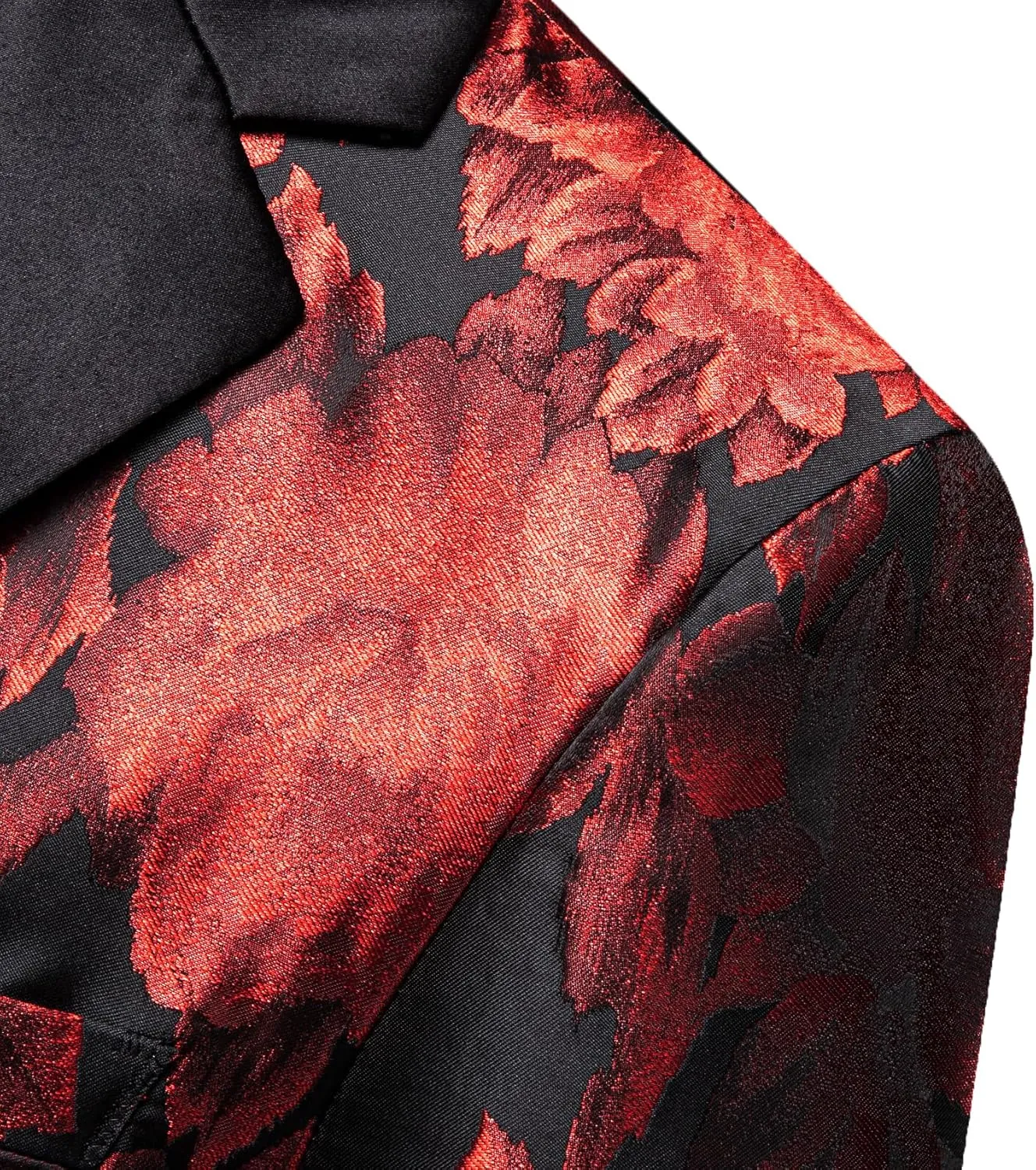 Barry.Wang Mens Flowers Blazer Mardi Gras Brooch Suit Jacket Floral Jacquard Tuxedo Carnival St. Patrick's Day Gift Coat