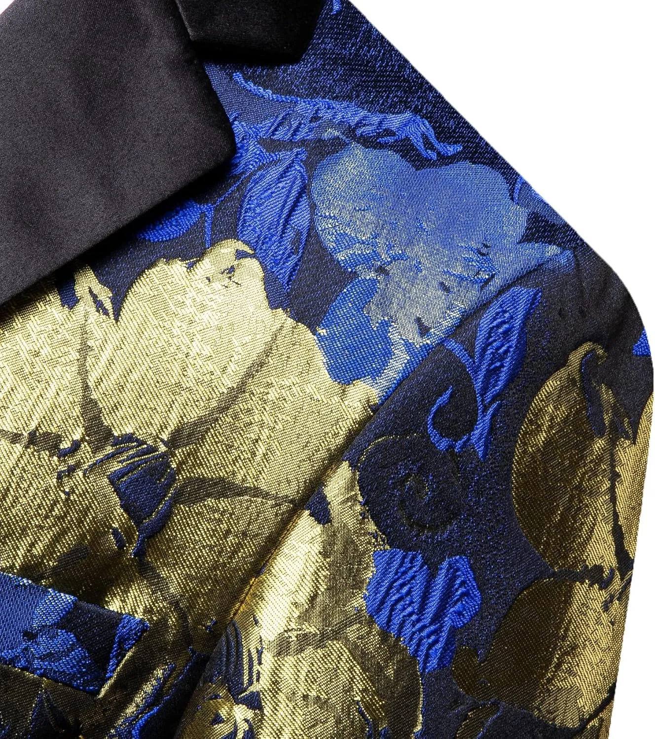 Barry.Wang Mens Flowers Blazer Mardi Gras Brooch Suit Jacket Floral Jacquard Tuxedo Carnival St. Patrick's Day Gift Coat