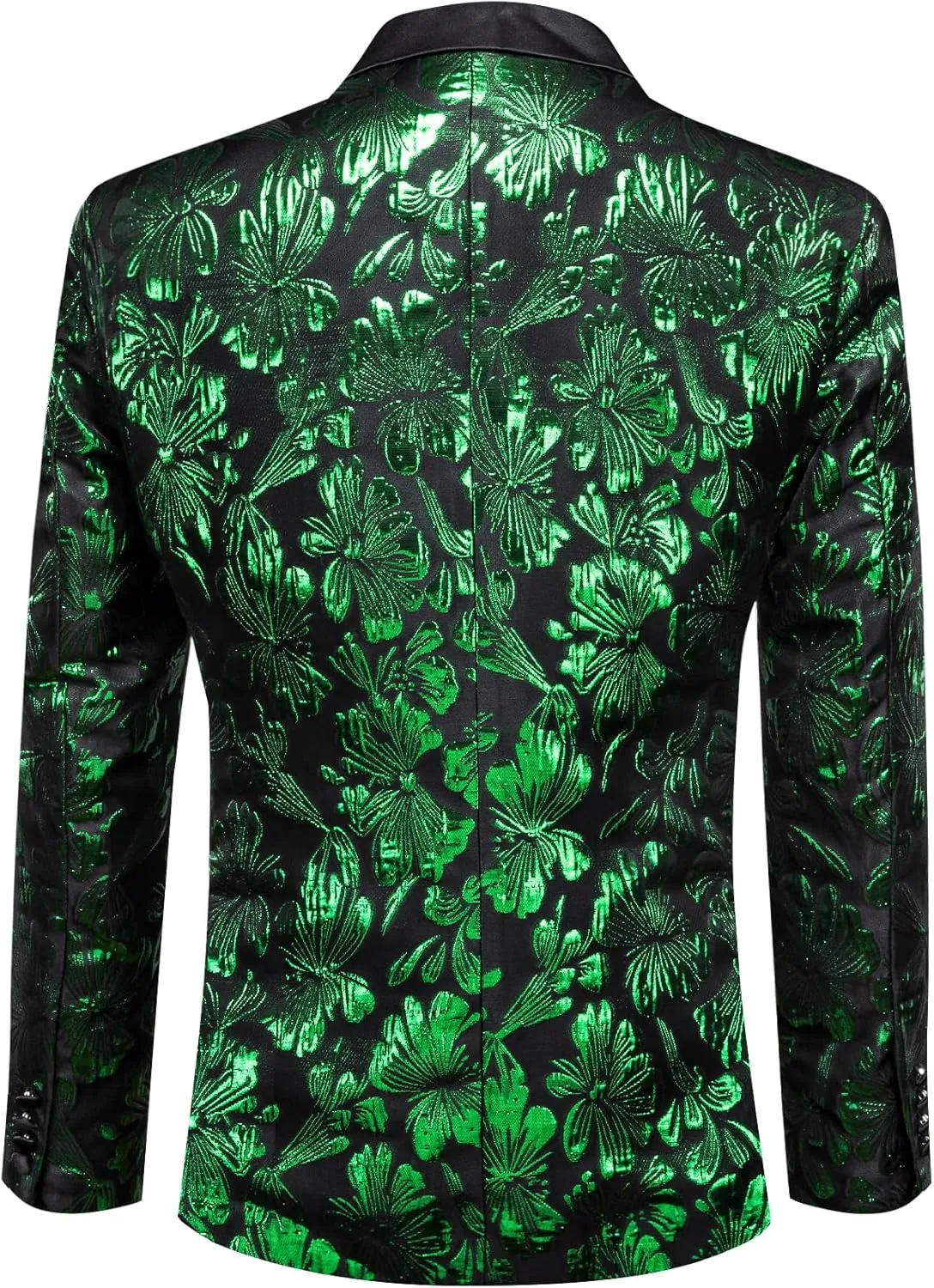 Barry.Wang Mens Flowers Blazer Mardi Gras Brooch Suit Jacket Floral Jacquard Tuxedo Carnival St. Patrick's Day Gift Coat