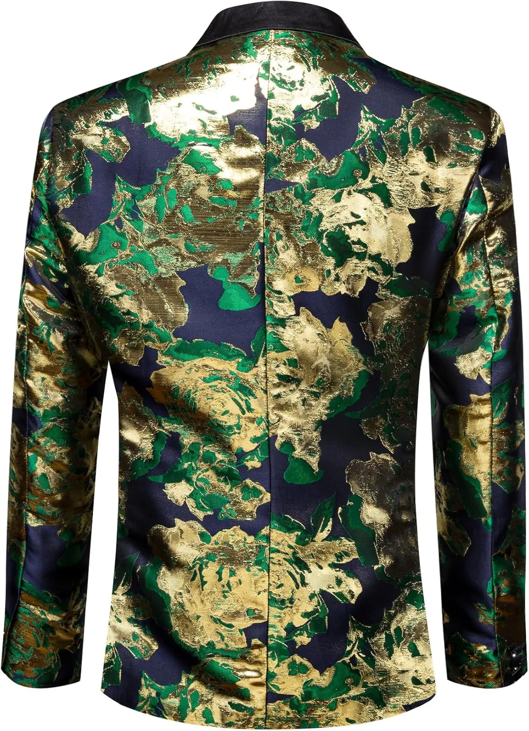 Barry.Wang Mens Flowers Blazer Mardi Gras Brooch Suit Jacket Floral Jacquard Tuxedo Carnival St. Patrick's Day Gift Coat
