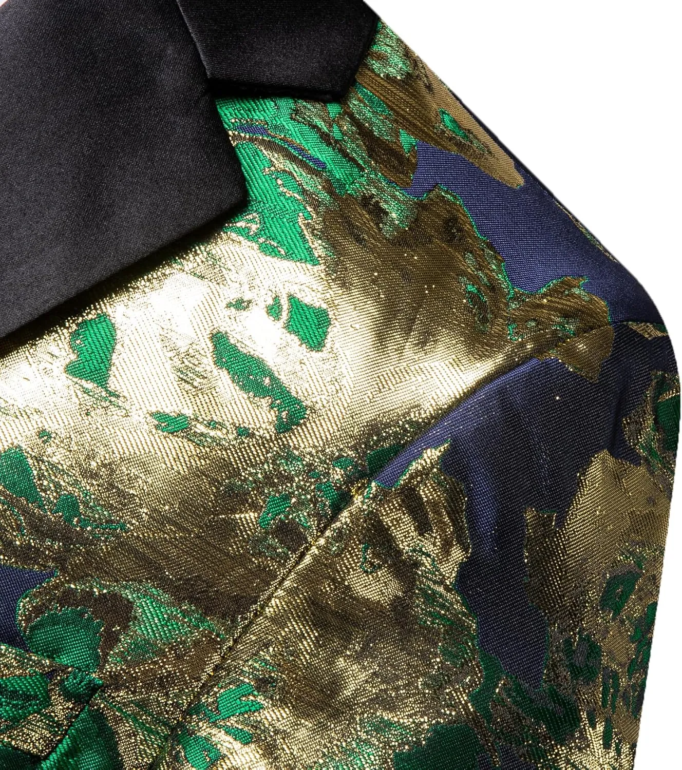 Barry.Wang Mens Flowers Blazer Mardi Gras Brooch Suit Jacket Floral Jacquard Tuxedo Carnival St. Patrick's Day Gift Coat