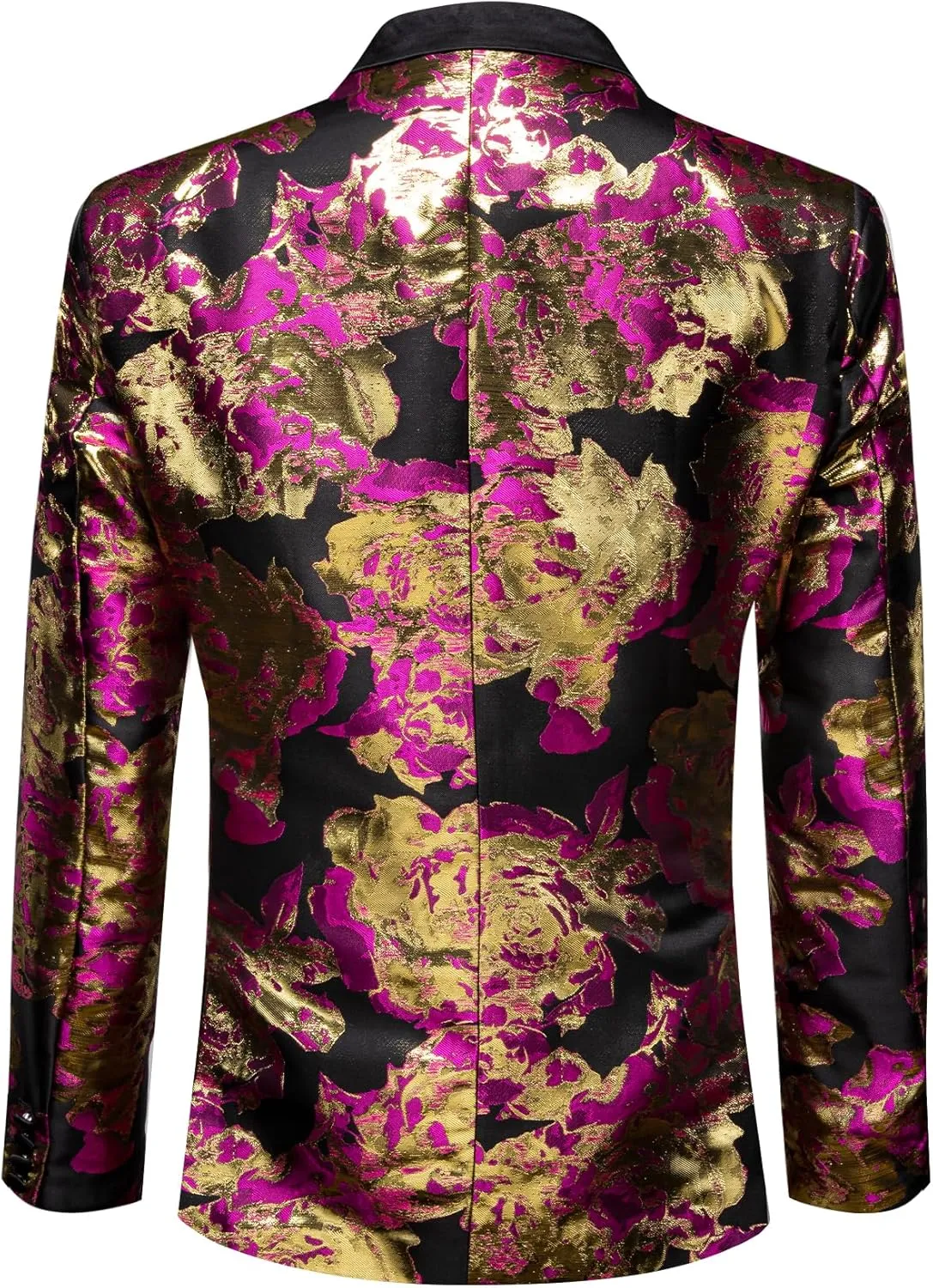 Barry.Wang Mens Flowers Blazer Mardi Gras Brooch Suit Jacket Floral Jacquard Tuxedo Carnival St. Patrick's Day Gift Coat