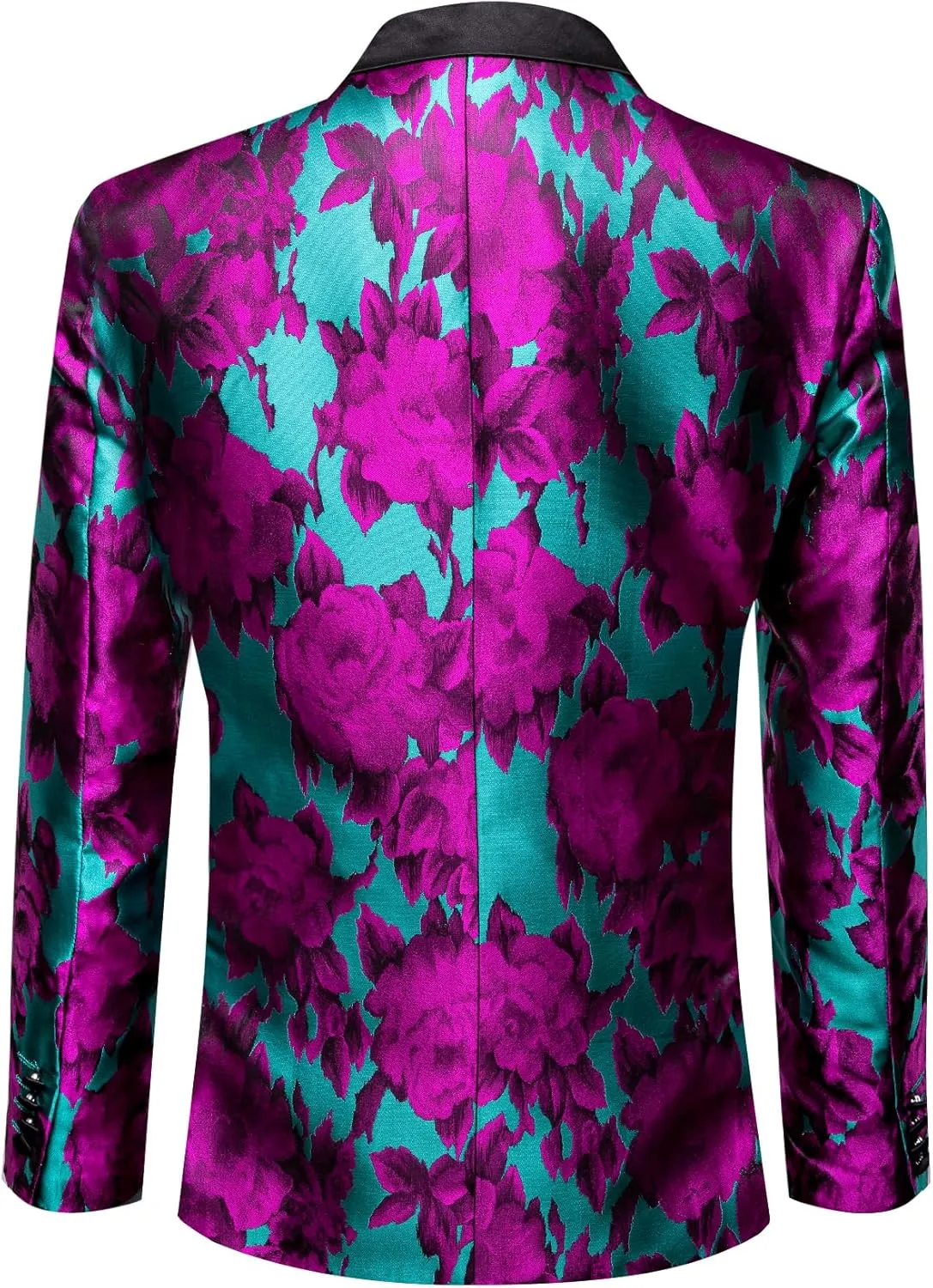 Barry.Wang Mens Flowers Blazer Mardi Gras Brooch Suit Jacket Floral Jacquard Tuxedo Carnival St. Patrick's Day Gift Coat