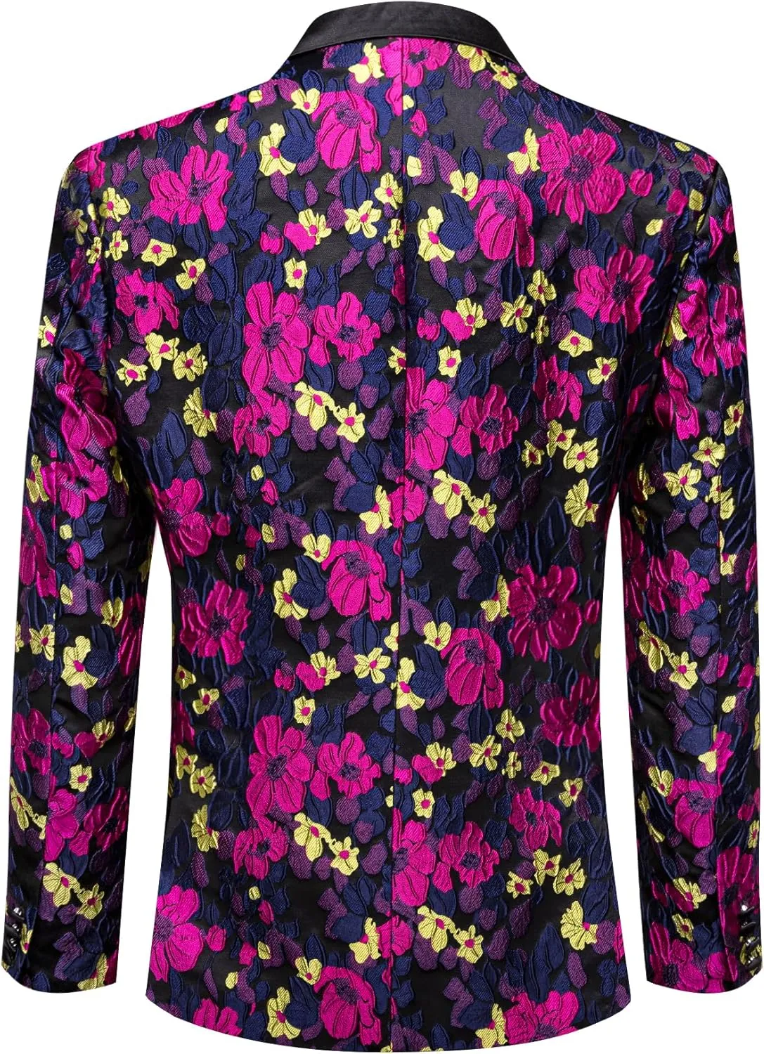 Barry.Wang Mens Flowers Blazer Mardi Gras Brooch Suit Jacket Floral Jacquard Tuxedo Carnival St. Patrick's Day Gift Coat