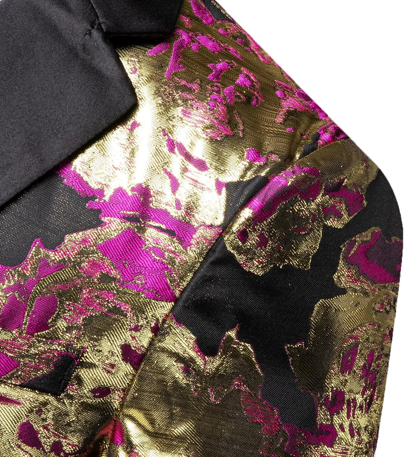 Barry.Wang Mens Flowers Blazer Mardi Gras Brooch Suit Jacket Floral Jacquard Tuxedo Carnival St. Patrick's Day Gift Coat