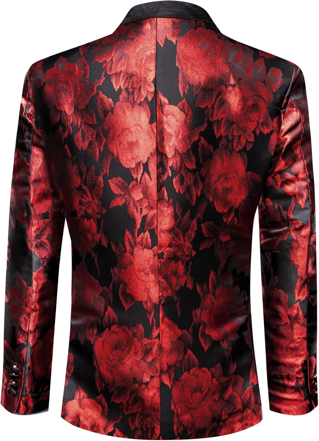 Barry.Wang Mens Flowers Blazer Mardi Gras Brooch Suit Jacket Floral Jacquard Tuxedo Carnival St. Patrick's Day Gift Coat