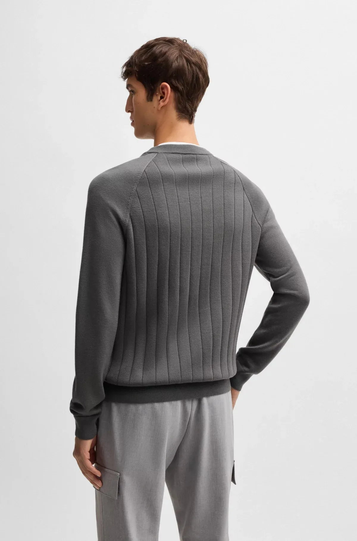 Belugo Wool-Blend Regular Fit Sweater with Stripe Knit 50531162