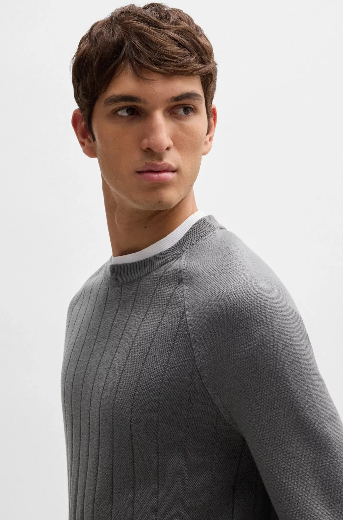 Belugo Wool-Blend Regular Fit Sweater with Stripe Knit 50531162