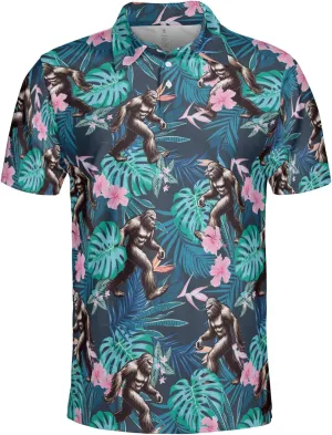 Bigfoot Golf Shirt Men Funny Golf Polos for Men Dry Fit Funny - Golf Polo Shirts Hawaiian Polo Golf Outfits (MP_PL_2)