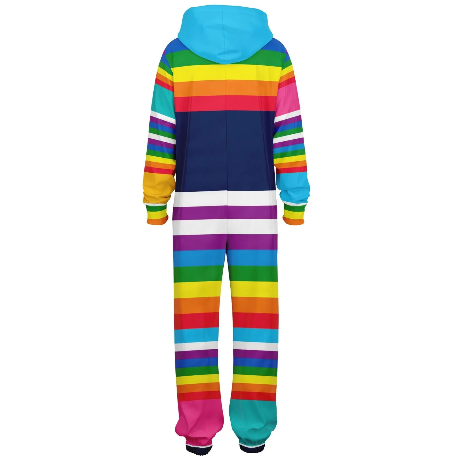 Blue Horizon Rainbow Stripe Unisex Fleece Romper