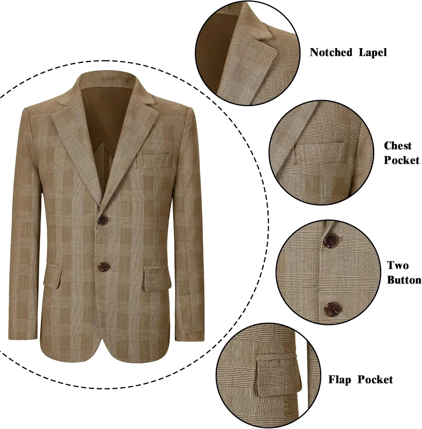 Boys Formal Blazer Jacket Two Button Slim Fit Casual Sport Coat for Kids Tuxedo for Wedding Banquet Prom Size 2-20