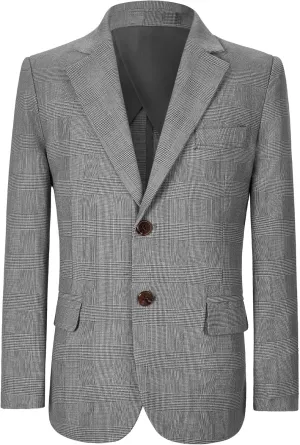 Boys Formal Blazer Jacket Two Button Slim Fit Casual Sport Coat for Kids Tuxedo for Wedding Banquet Prom Size 2-20