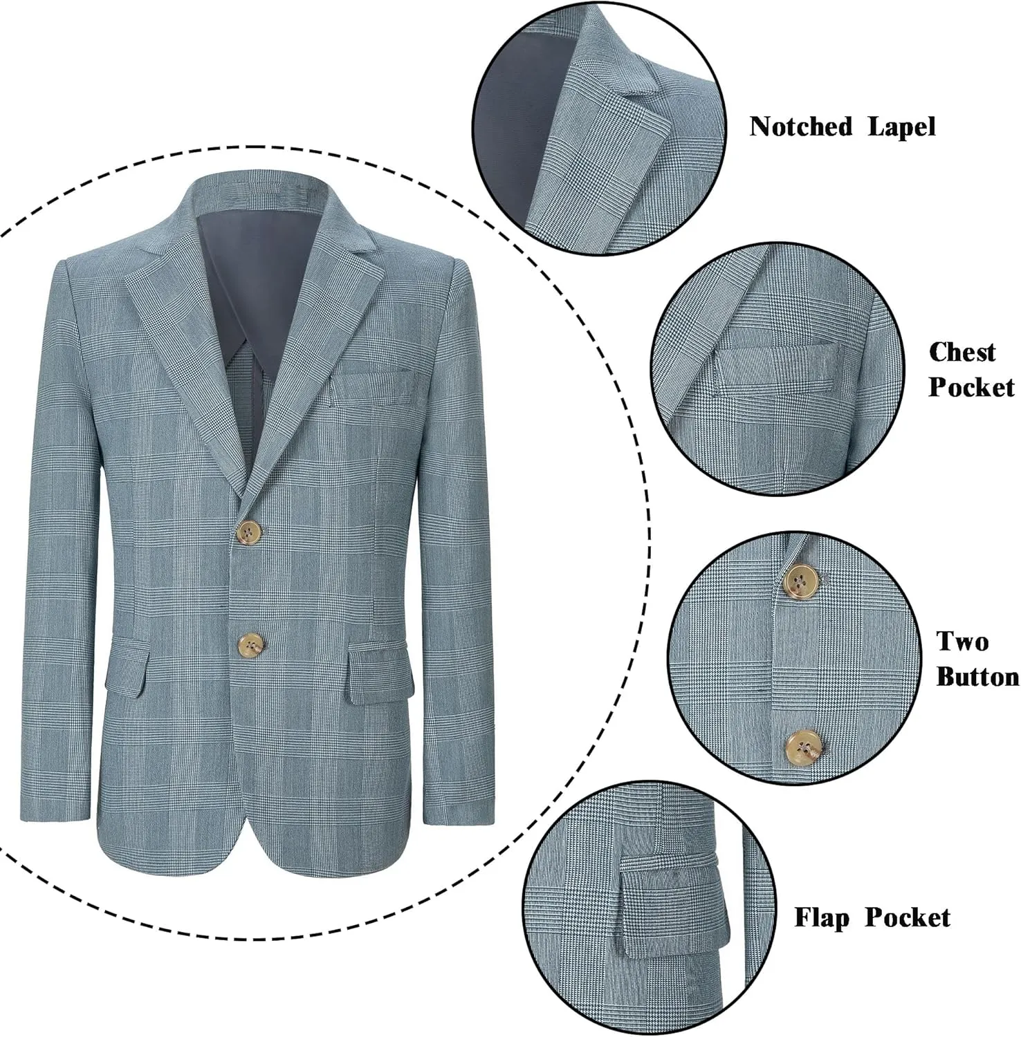 Boys Formal Blazer Jacket Two Button Slim Fit Casual Sport Coat for Kids Tuxedo for Wedding Banquet Prom Size 2-20