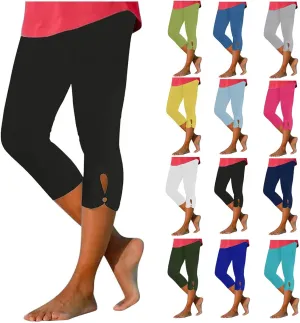 Capri Leggings for Women 2024 Summer Plus Size Capris Knee Length Casual Workout Yoga Capri Pants Beach Cropped Pants