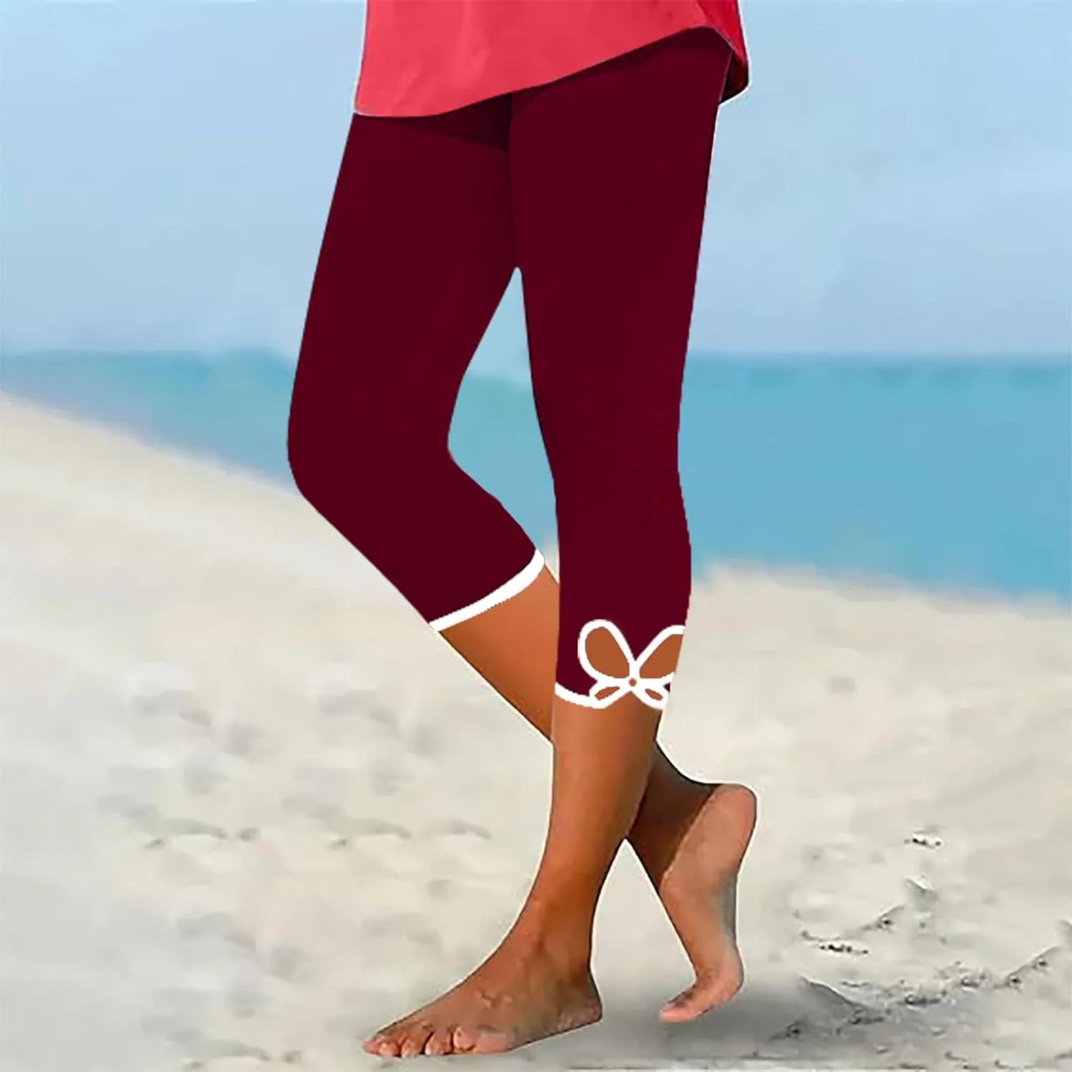 Capri Pants for Women Casual Summer Workout Leggings Stretch Knee Length Cropped Pants High Waisted Comfy Yoga Capris