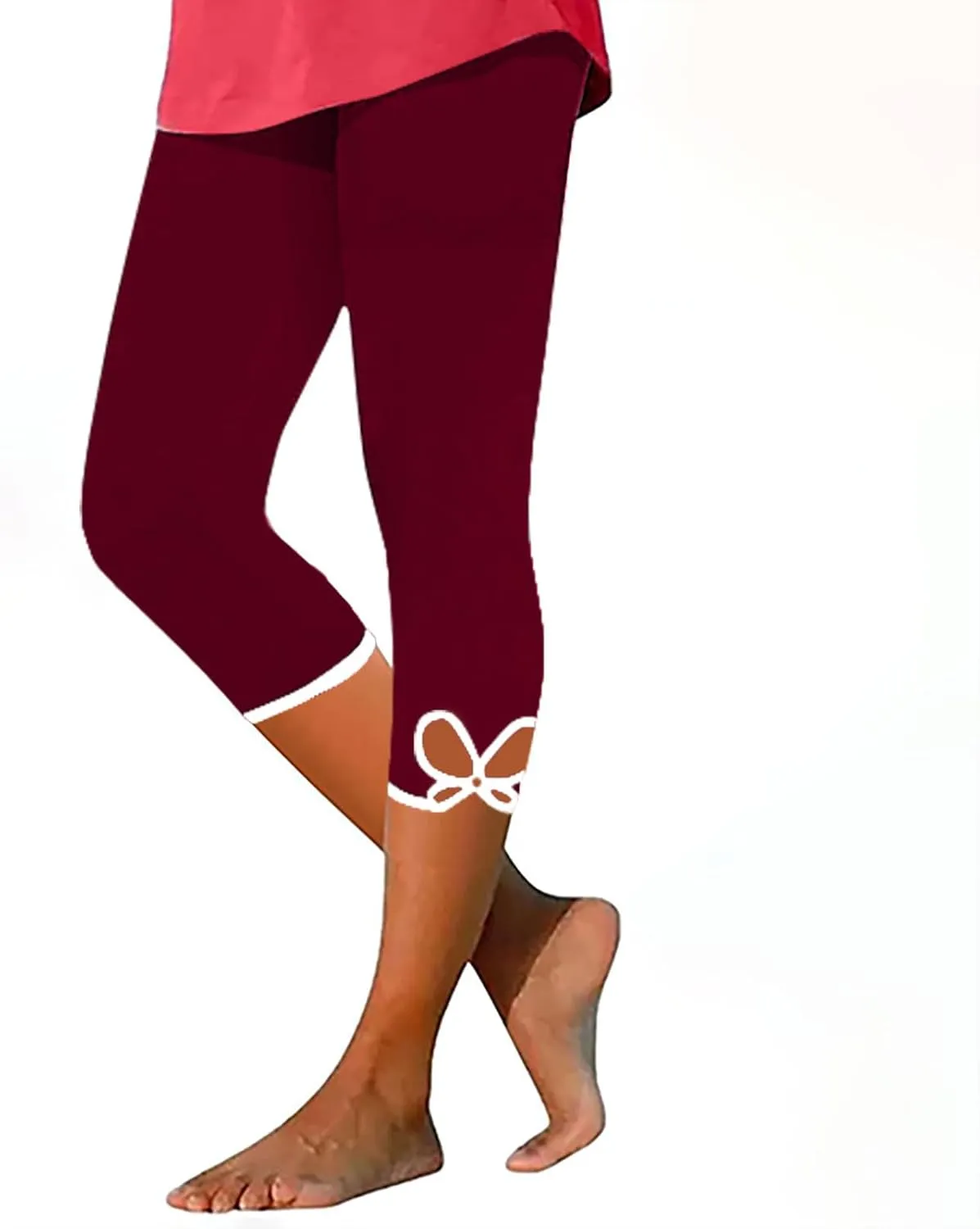 Capri Pants for Women Casual Summer Workout Leggings Stretch Knee Length Cropped Pants High Waisted Comfy Yoga Capris