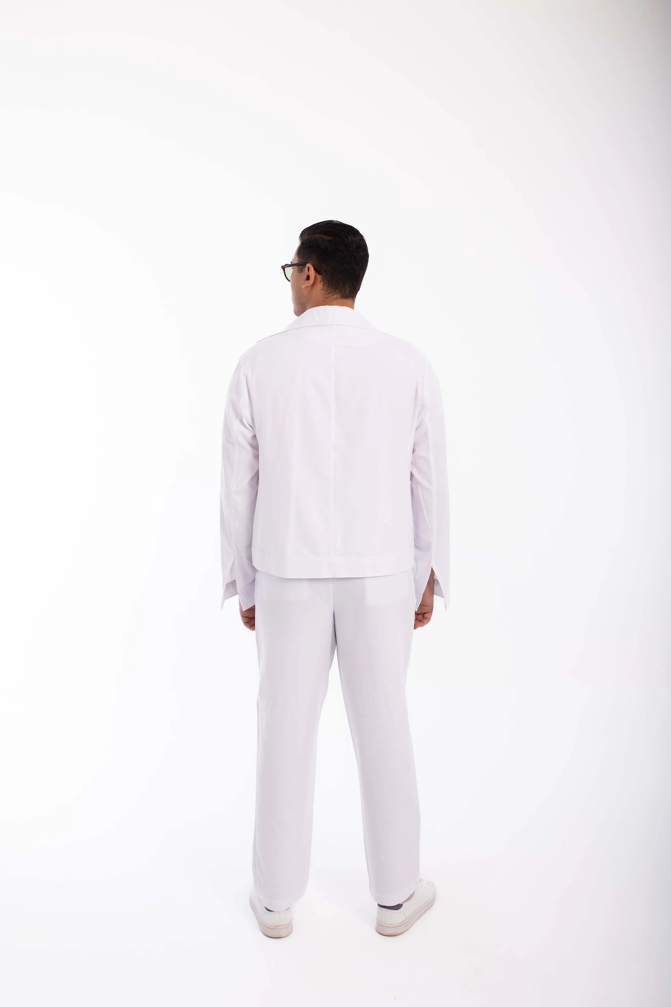 Casual  Suit oversized  linen-White