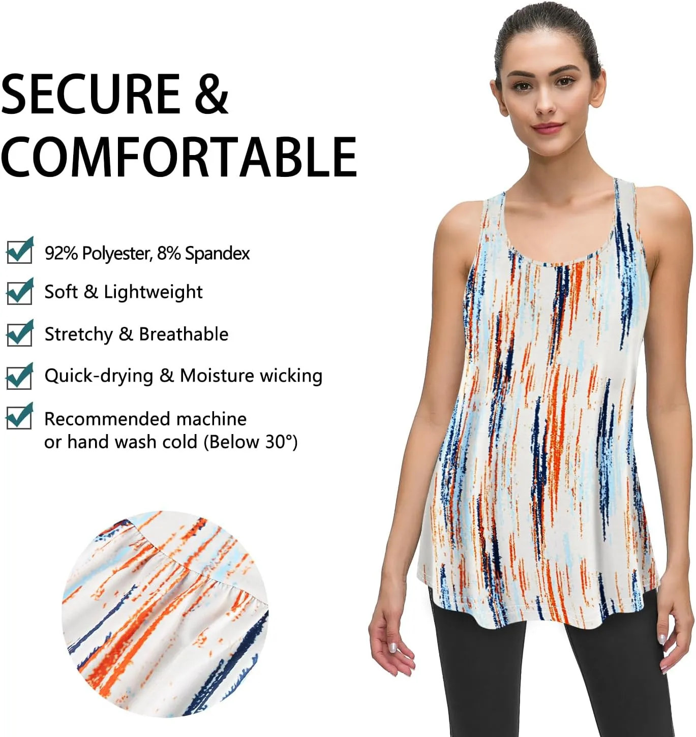 Cestyle Womens Sleeveless Scoop Neck Flowy Loose Fit Workout Shirts Racerback Long Tank Tops