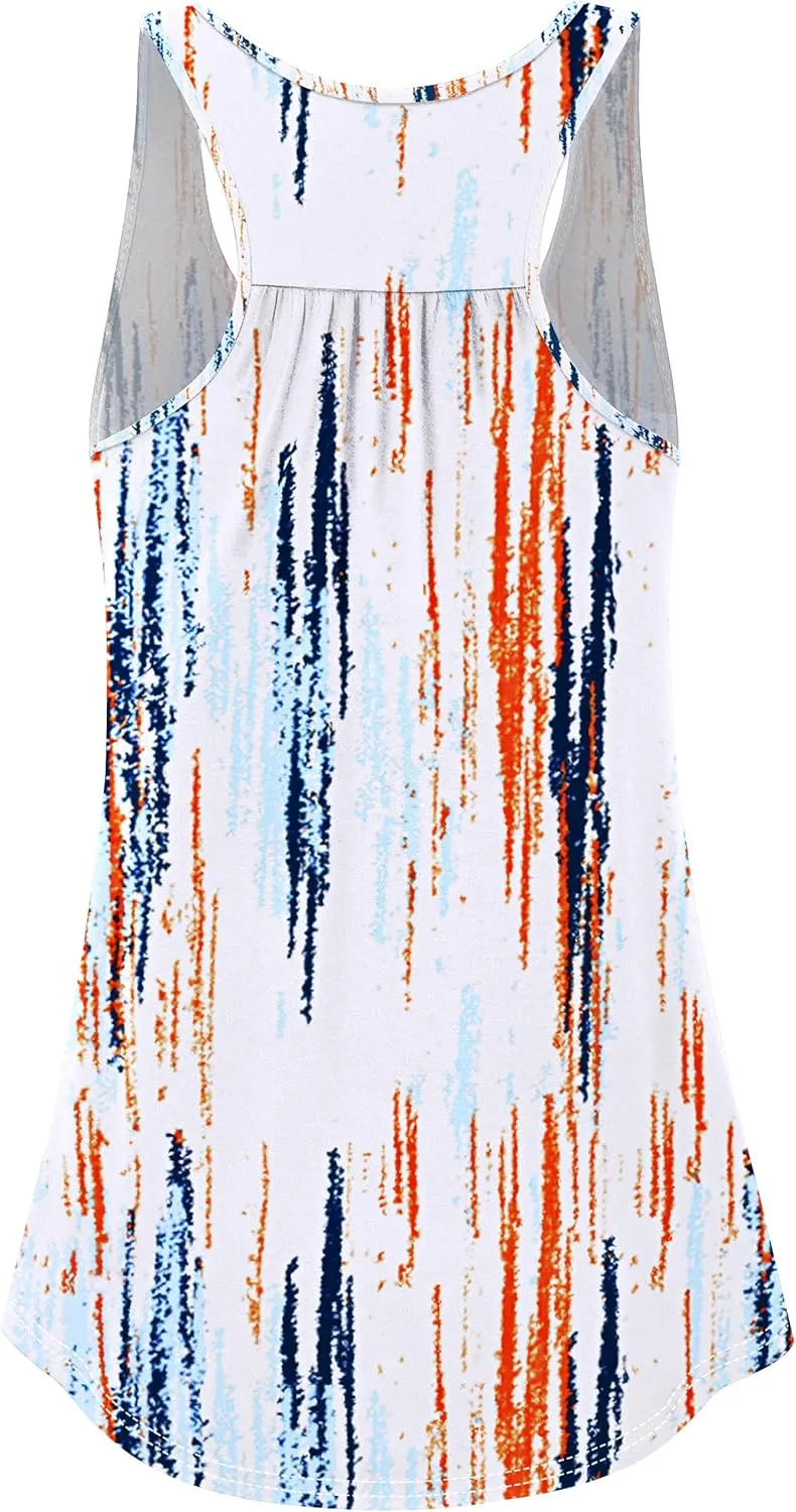 Cestyle Womens Sleeveless Scoop Neck Flowy Loose Fit Workout Shirts Racerback Long Tank Tops