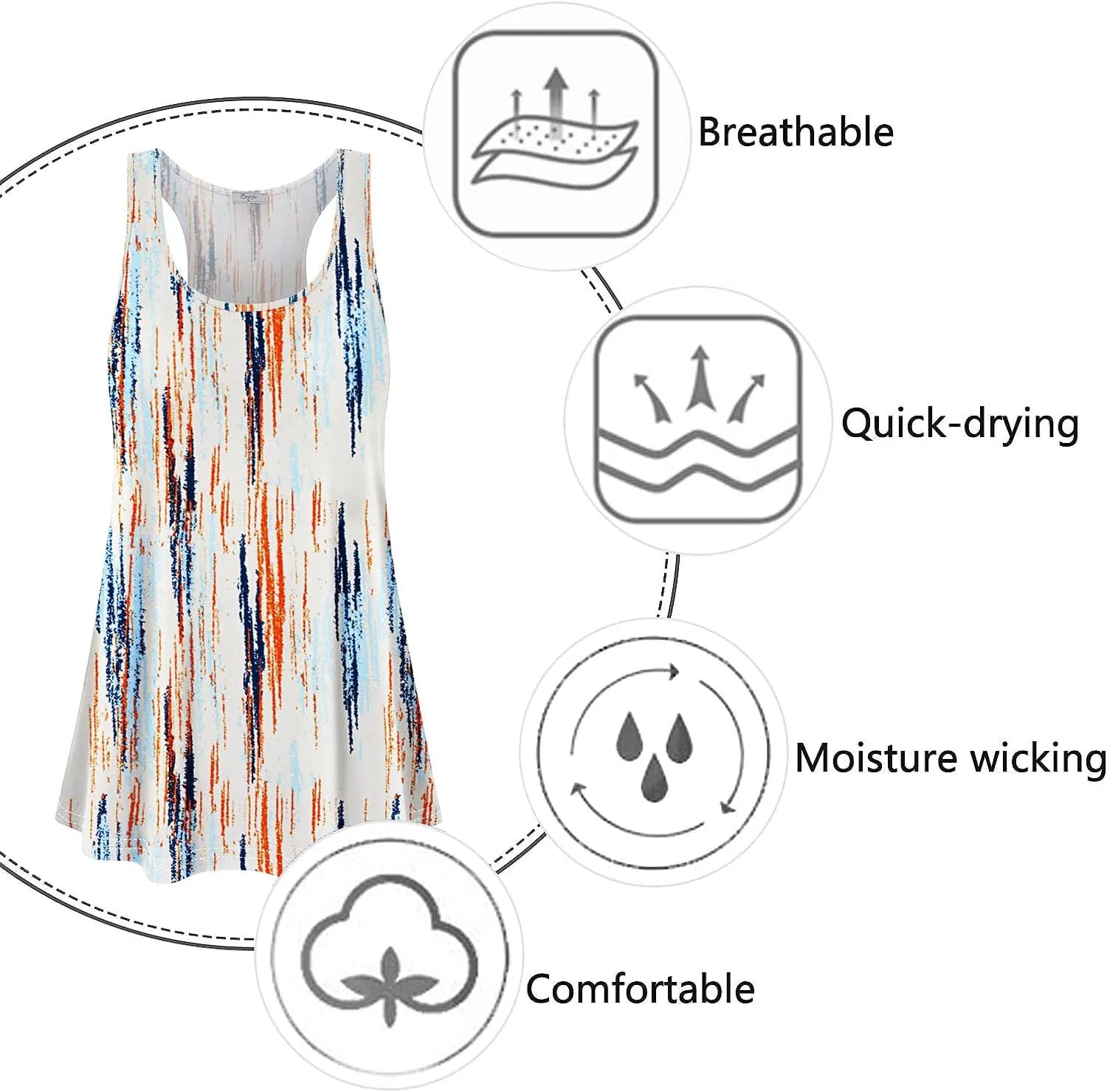 Cestyle Womens Sleeveless Scoop Neck Flowy Loose Fit Workout Shirts Racerback Long Tank Tops